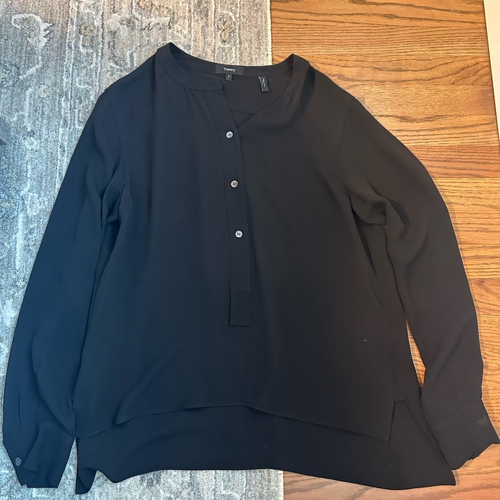 Theory Black Button-Up Blouse